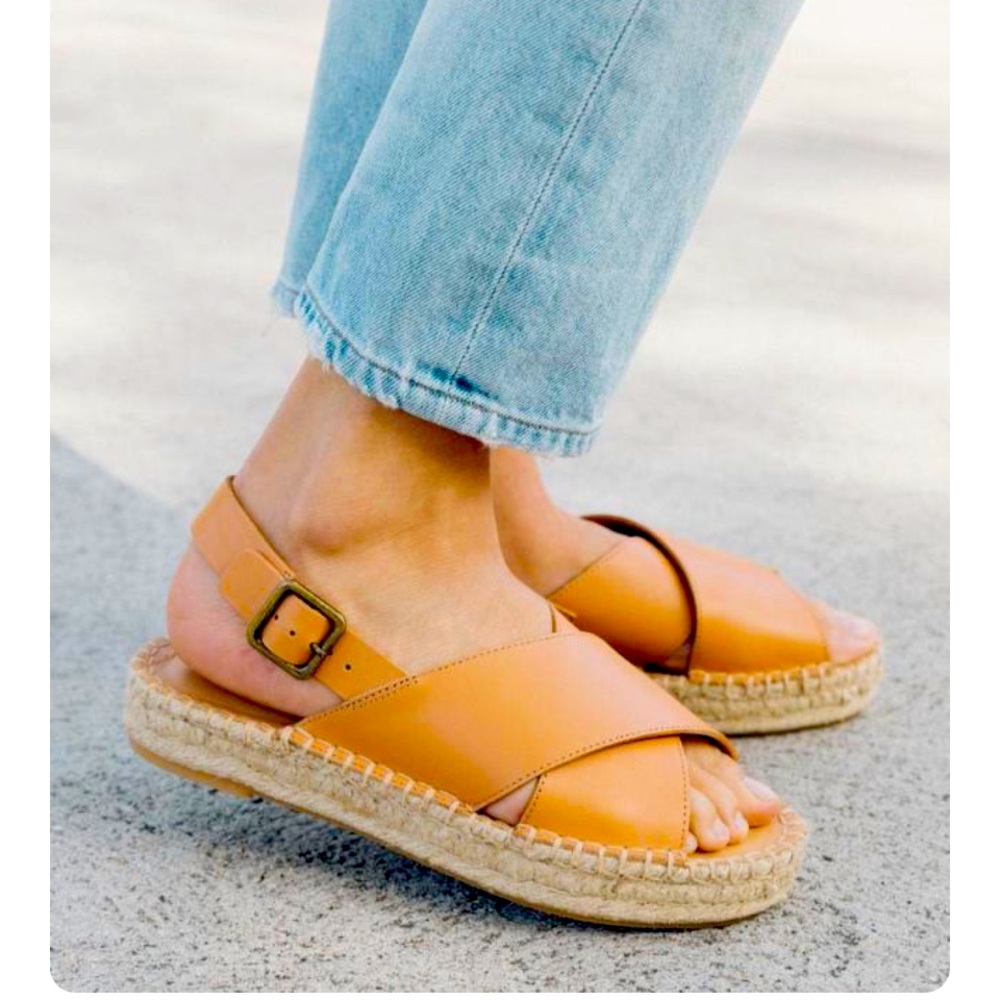 SOLUDOS Eloise Espadrille Slingback Sandal in Camel Size 8.5 Next to new